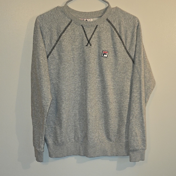Fila Heather Gray Men's Crewneck Sweater With Embroidery LOT N - Picture 1 of 5